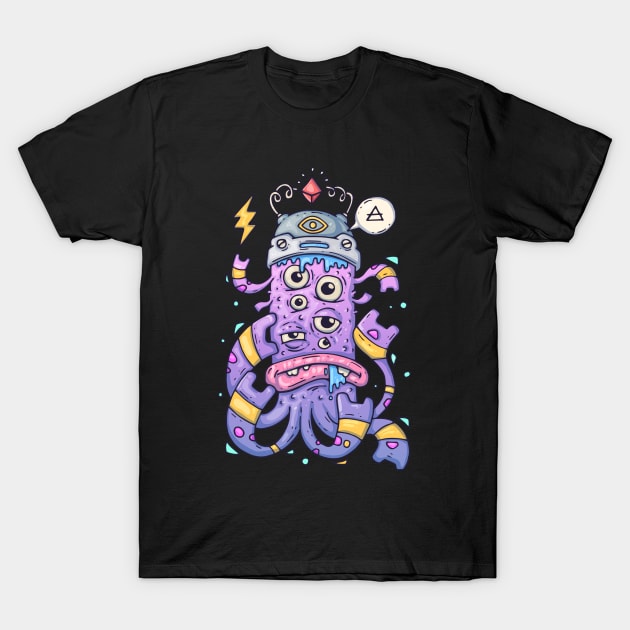 Multi eyed cartoon monster illustration T-Shirt by Mako Design 